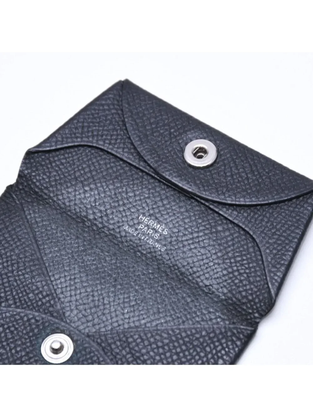 Hermes Wallet Coin Purse Bastia Veau Epsom Silver Black